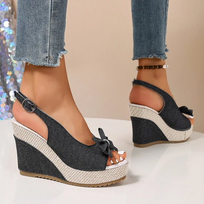 Sandales Compensées Denim Anna