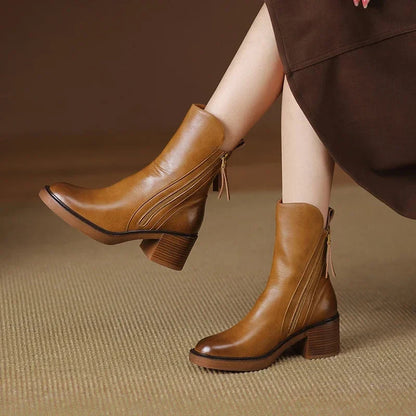 Bottes en cuir à fermeture éclair