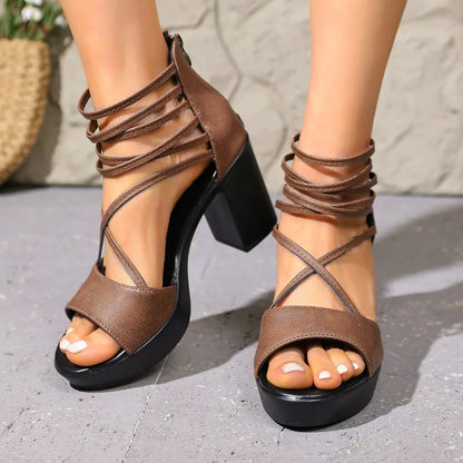 Sandales Talon Carré Multi-Brides Celeste