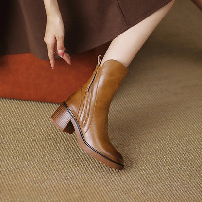 Bottes en cuir à fermeture éclair