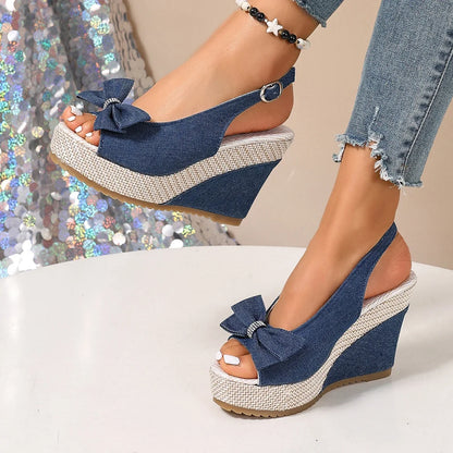 Sandales Compensées Denim Anna
