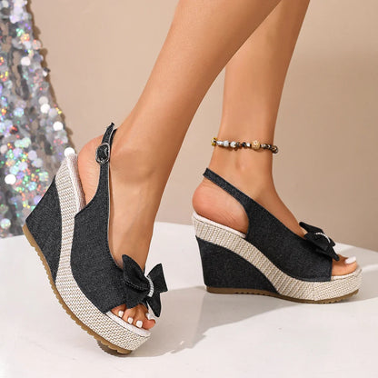 Sandales Compensées Denim Anna