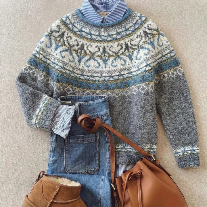 Toinette | Pull Nordique Gris Pâle