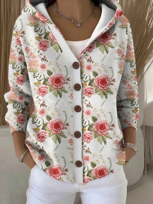 Pascale | Veste en Maille Imprimée à Capuche