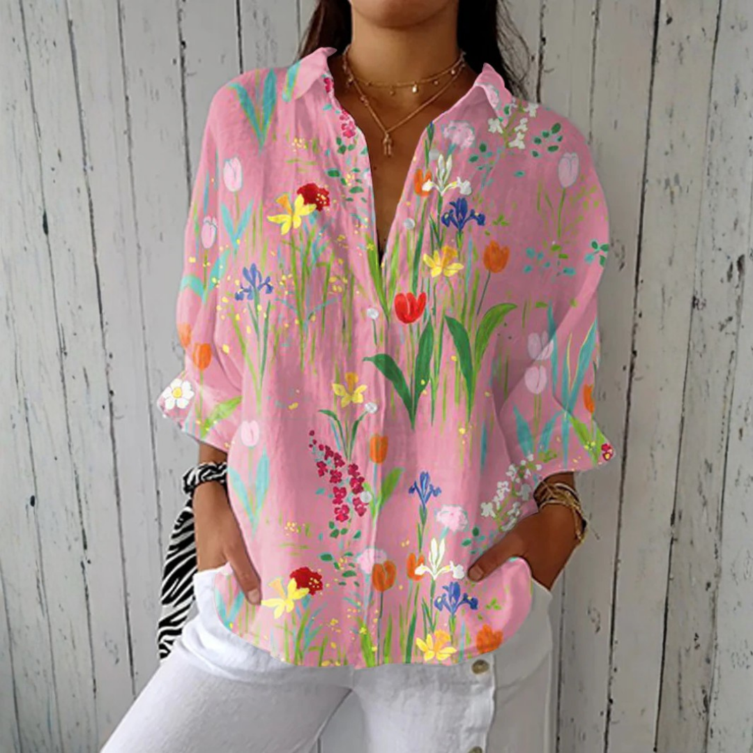 Clarisse | Blouse Fleurs des Champs Rose