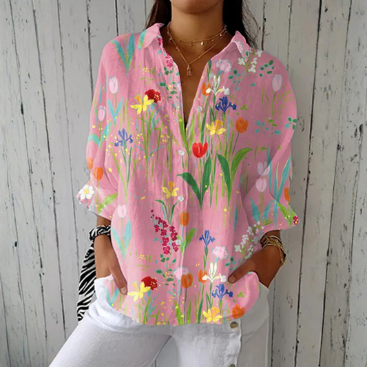 Clarisse | Blouse Fleurs des Champs Rose