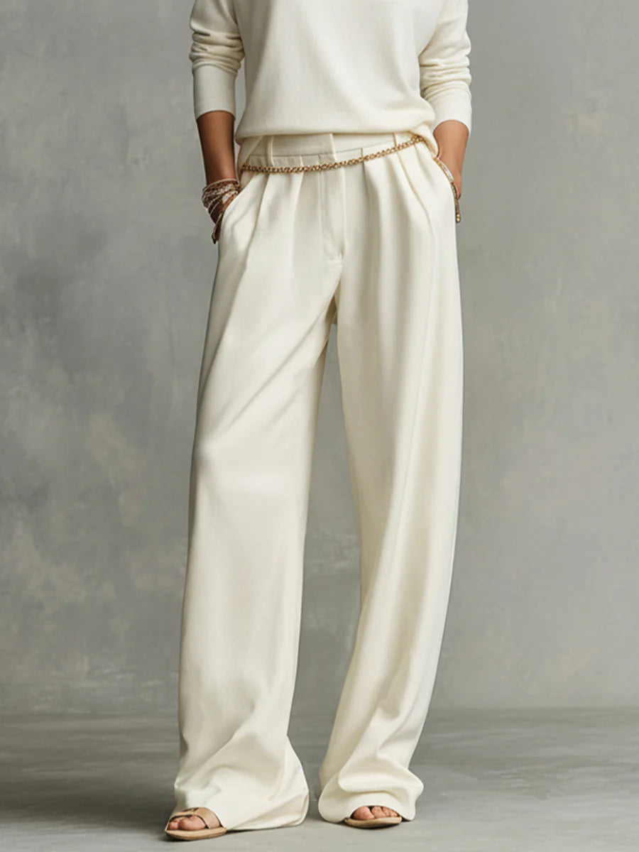 Roselle | Ensemble Haut Col Roulé Doux et Pantalon Fluide, Ceinture Incluse