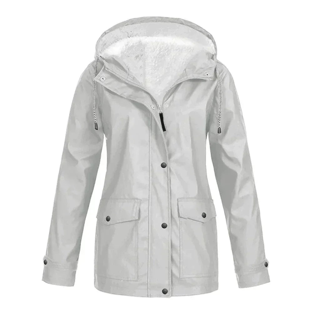 Colombine | Veste de Pluie à Capuche Doublée Polaire