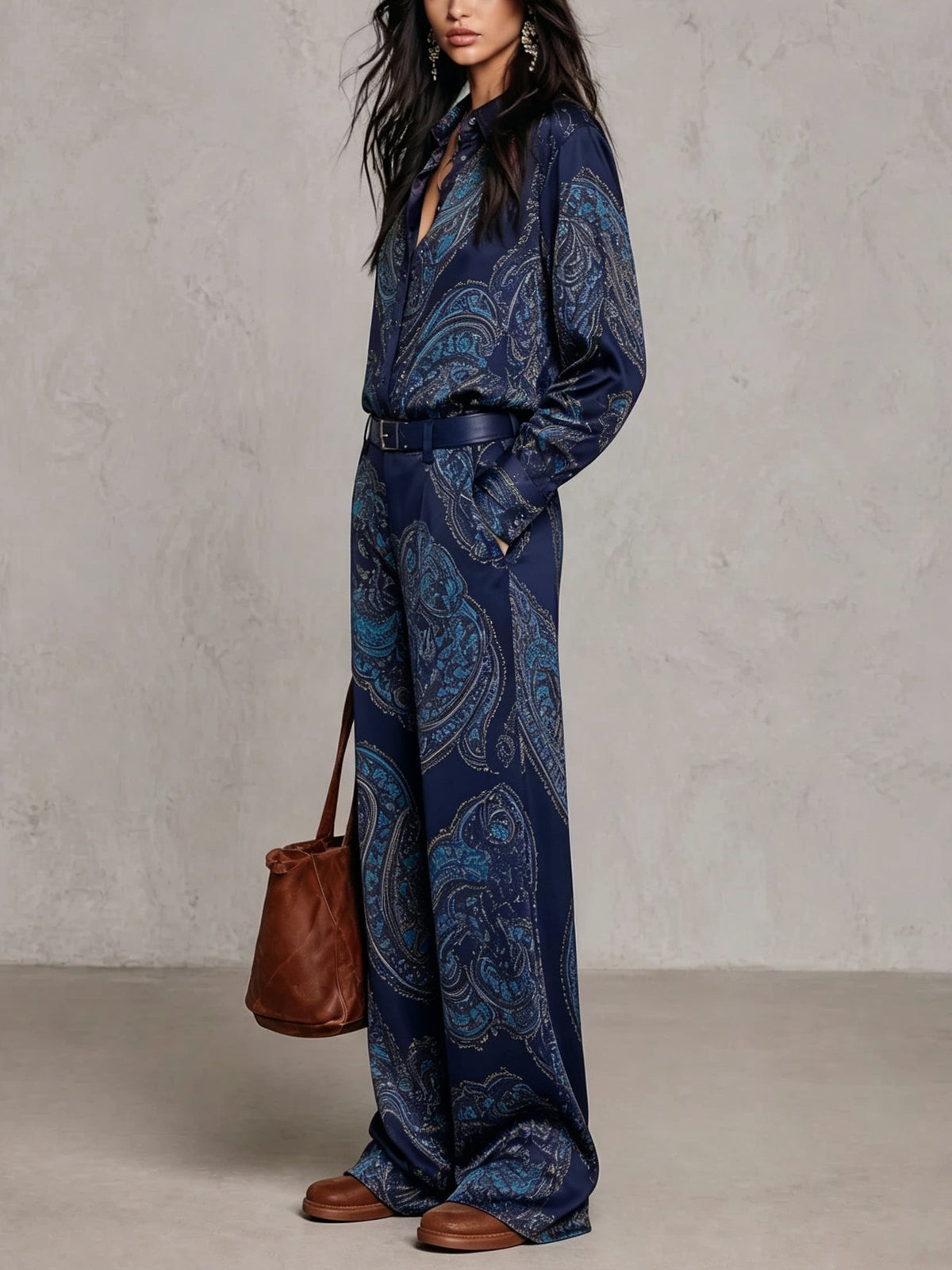 Pascaline | Ensemble Deux Pièces en Satin Imprimé Paisley