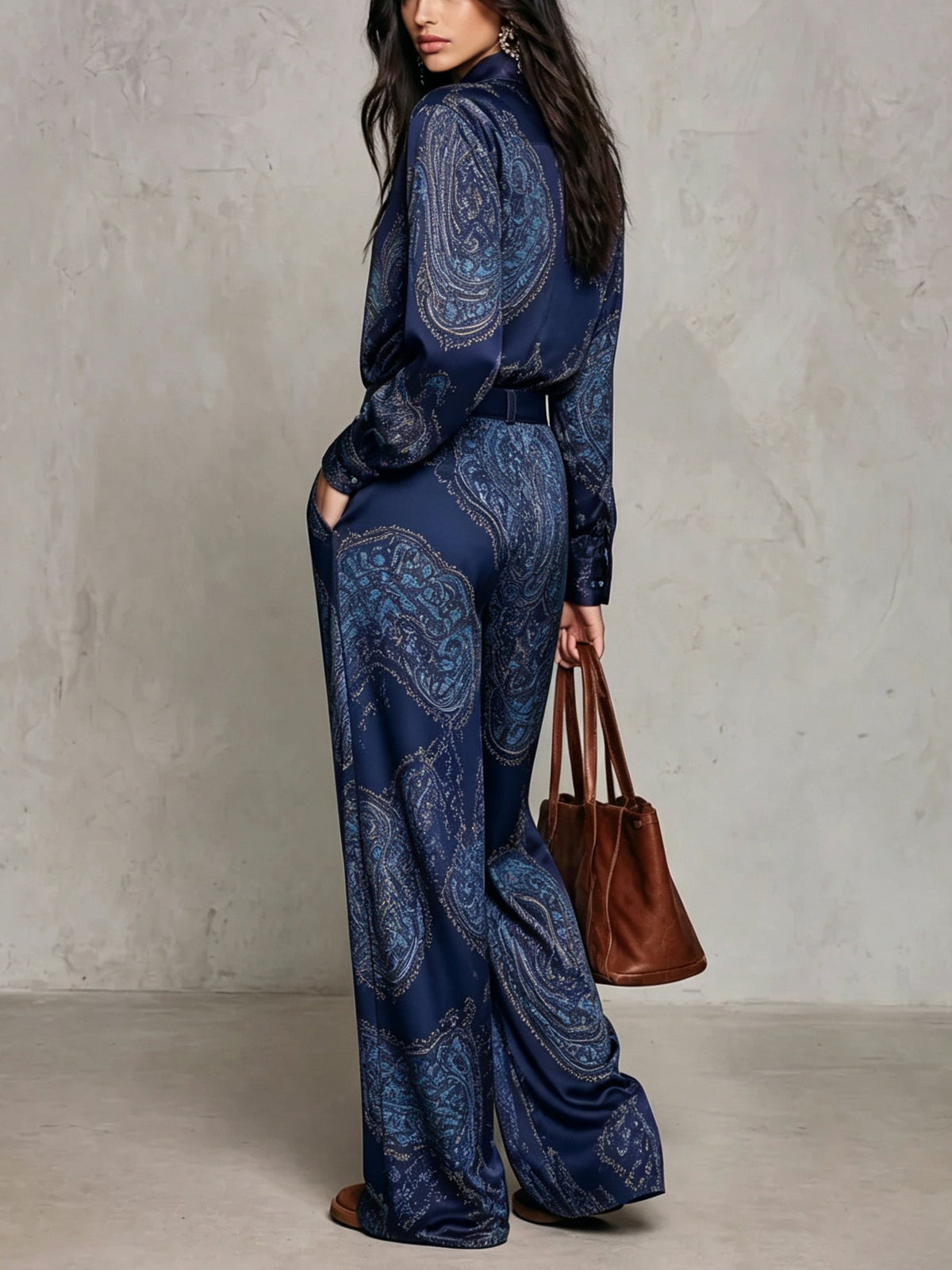 Pascaline | Ensemble Deux Pièces en Satin Imprimé Paisley