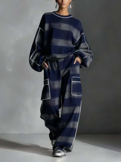 Perrette | Ensemble Sweat Bicolore à Carreaux Noir et Gris