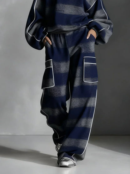 Perrette | Ensemble Sweat Bicolore à Carreaux Noir et Gris