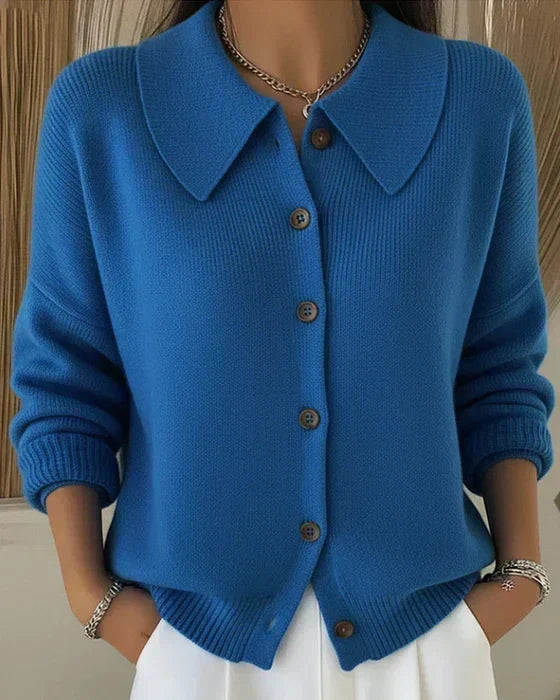 Véronique | Veste en Maille au Col Chemisier