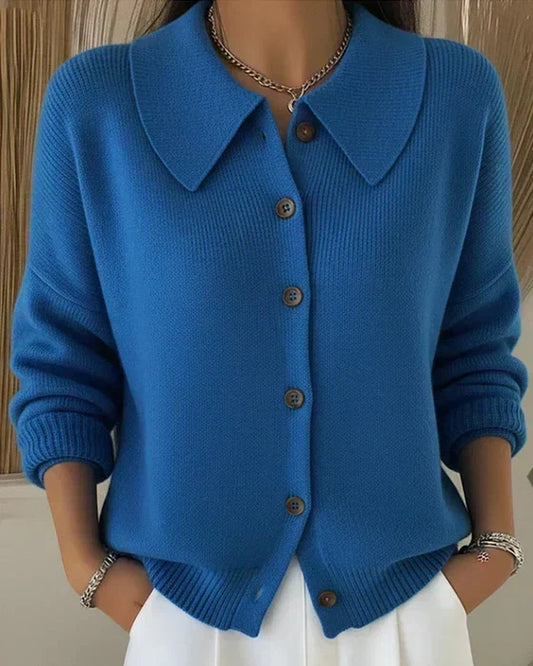 Véronique | Veste en Maille au Col Chemisier
