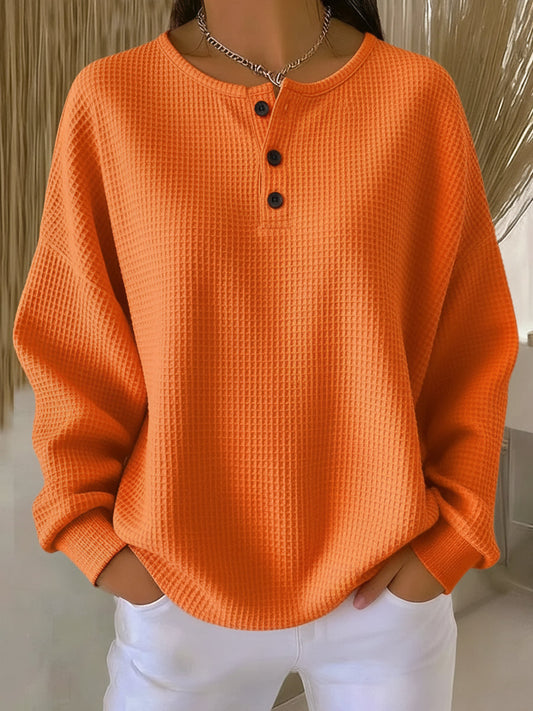 Michèle | Sweat-shirt Henley Gaufrée