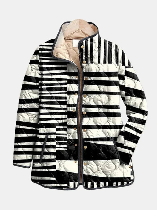 Mirabelle | Veste Matelassée Abstraite Noir et Blanc