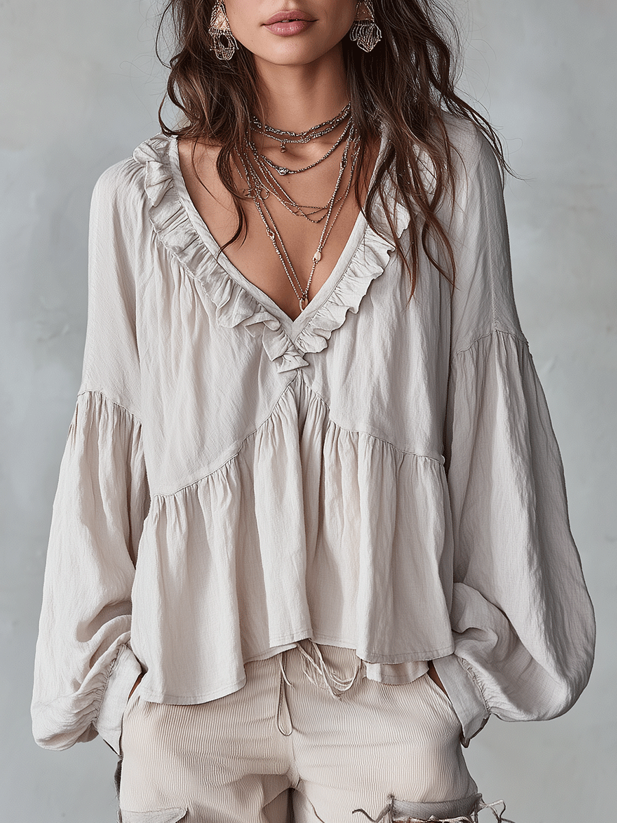 Chemisier Boho Salomé à Volants