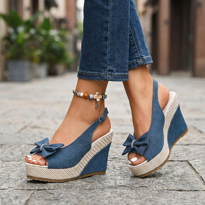 Sandales Compensées Denim Anna