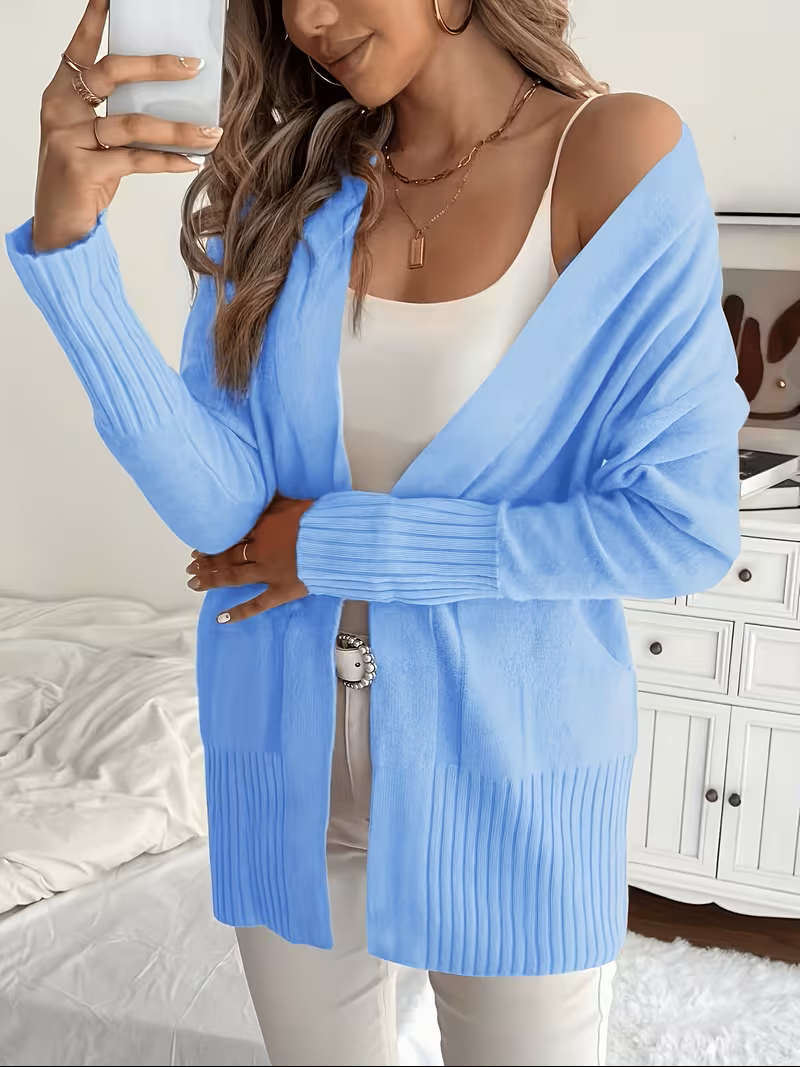 Yseult | Gilet Ouvert en Maille Côtelée à Poches