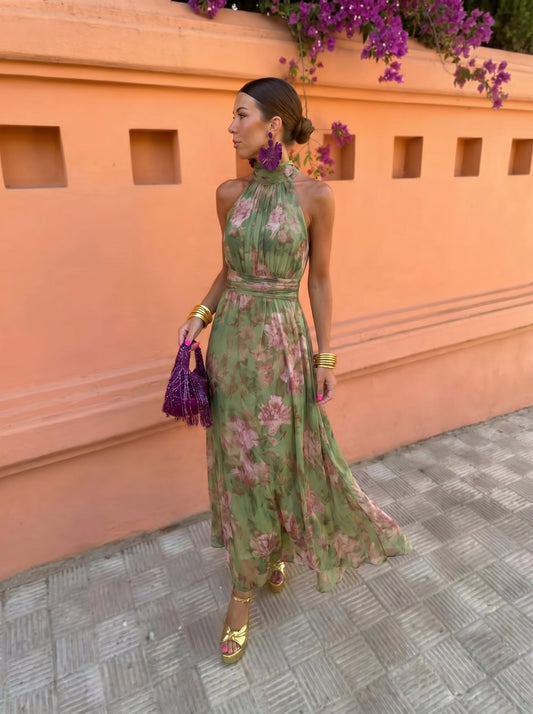 Florencia™ | Robe Longue Fleurie à Décolleté Plongeant