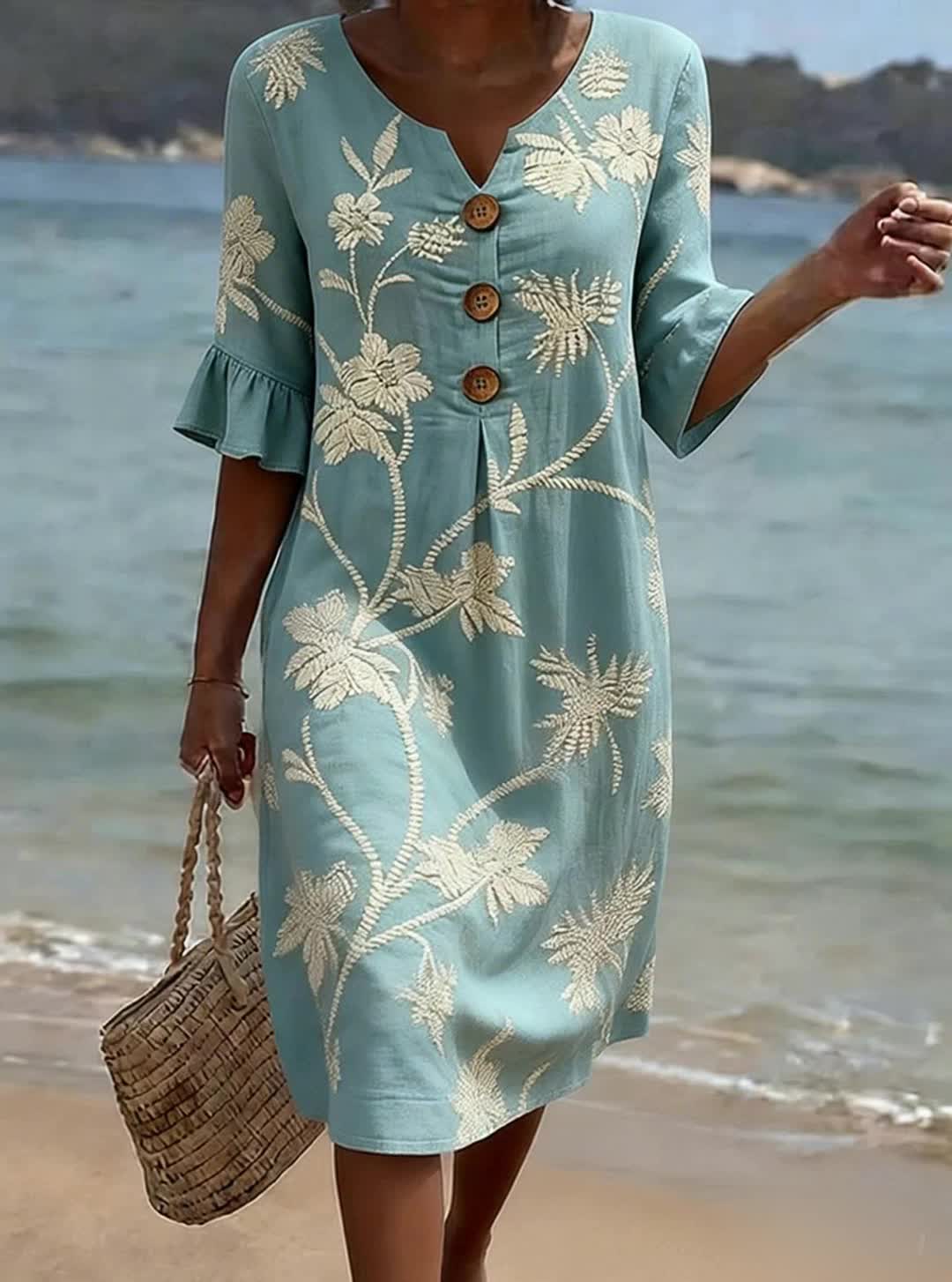 Robe Fleurie Légère de Jour – Bleu – Zenith Moda