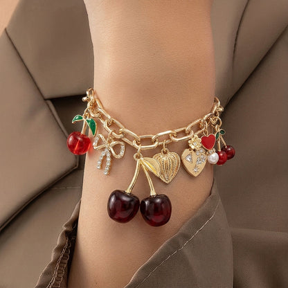 Bracelet Breloques Cerises Rouges