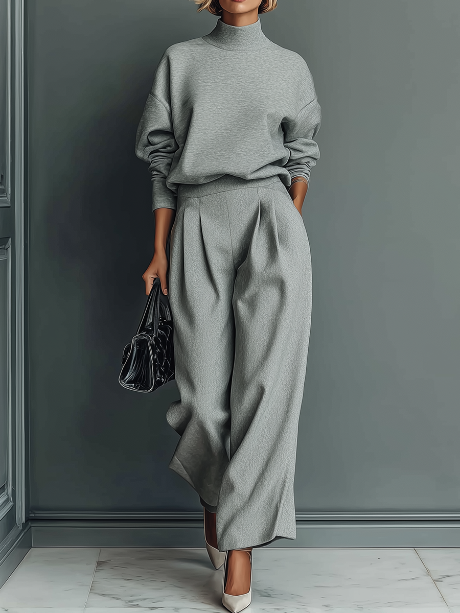 Gratienne | Ensemble Sweat Gris et Pantalon Large
