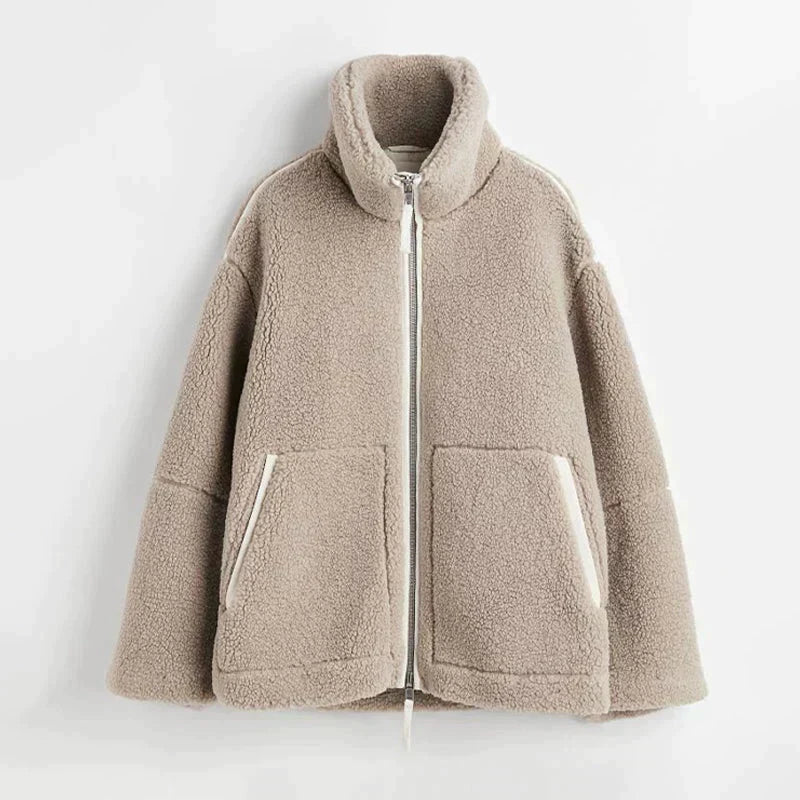 Idelette | Veste Teddy Oversize à Col Montant