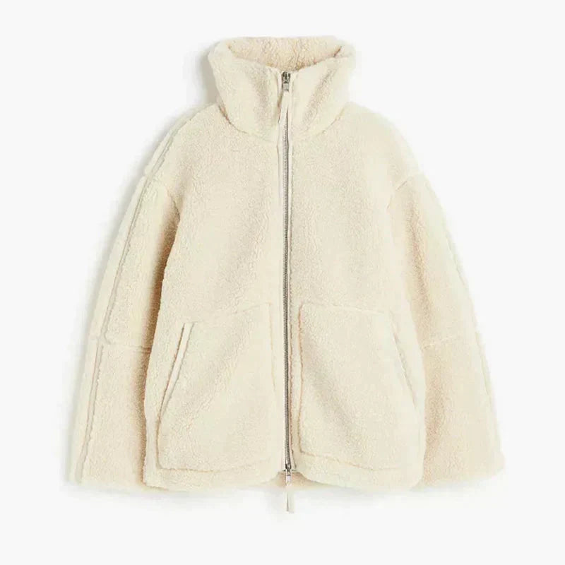 Idelette | Veste Teddy Oversize à Col Montant
