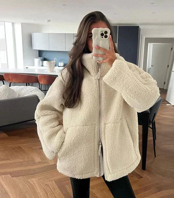 Idelette | Veste Teddy Oversize à Col Montant