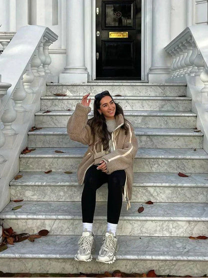 Idelette | Veste Teddy Oversize à Col Montant