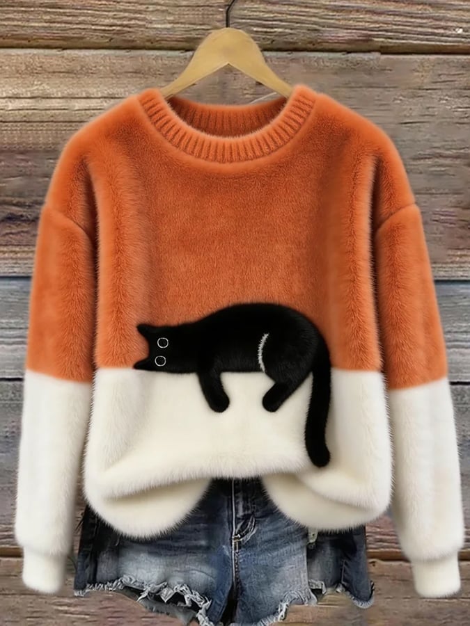 Félicie | Pull Oversize Élégant à Motif Chat