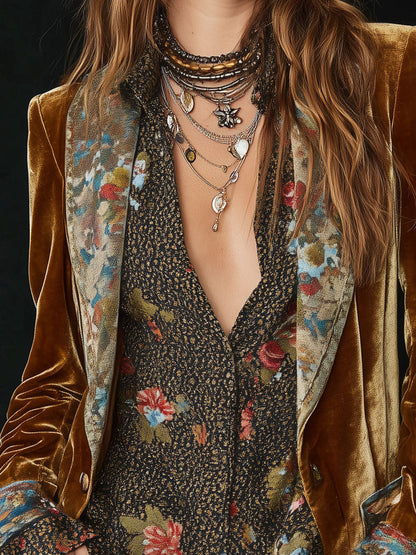 Marsanne | Blazer Patchwork Imprimé Floral Vintage