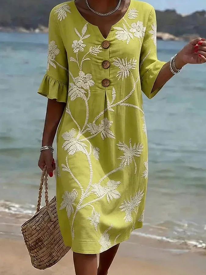 Robe Fleurie Légère de Jour – Jaune – Zenith Moda