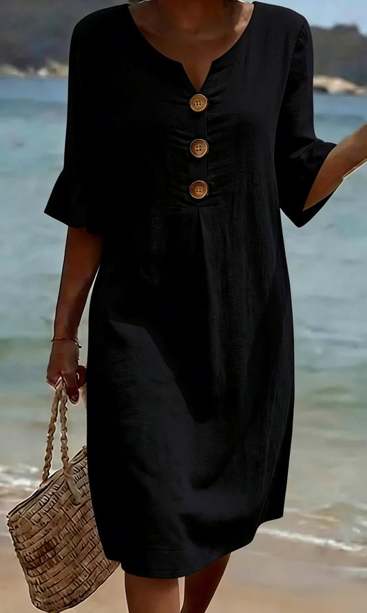 Robe Fleurie de Vacances – Noir – Zenith Moda