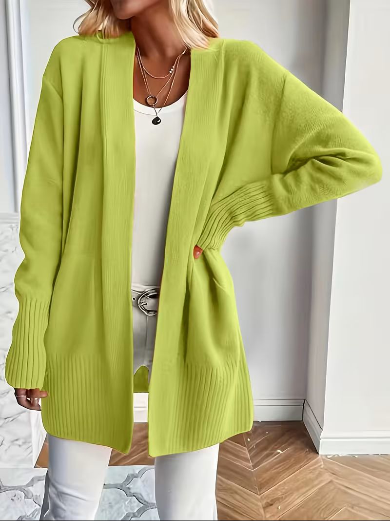 Yseult | Gilet Ouvert en Maille Côtelée à Poches