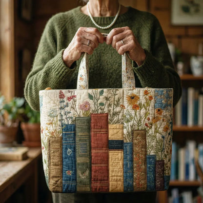 Sac Tote Matelassé – Livres et Fleurs