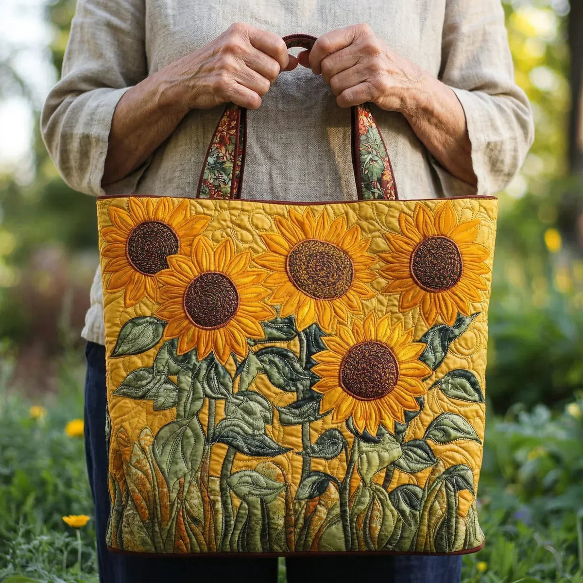 Sac Tote Matelassé – Tournesols Classiques