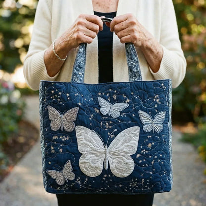 Sac Tote Matelassé – Papillon Argenté
