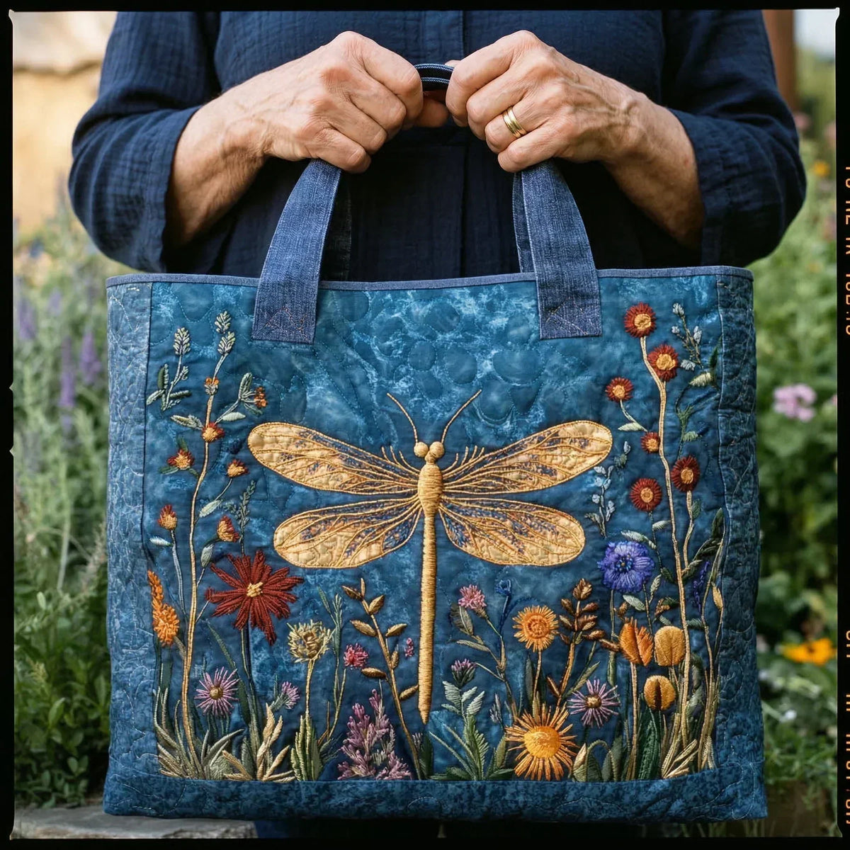 Sac Tote Matelassé – Libellule Dorée