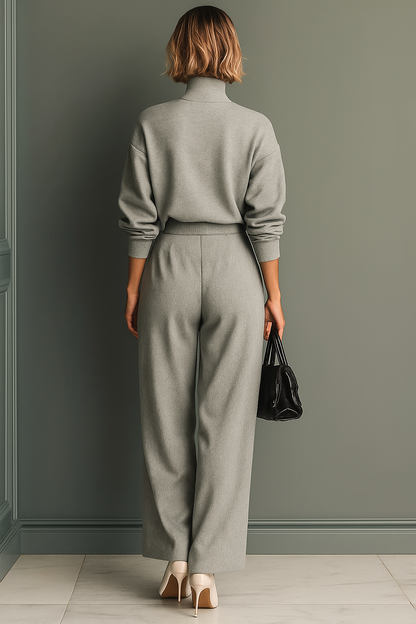 Gratienne | Ensemble Sweat Gris et Pantalon Large