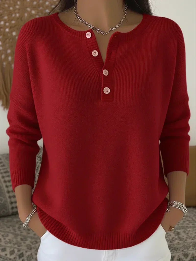Hélène | Pull en Maille avec Boutons Henley
