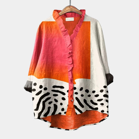 Bertille | Blouse Colorblock à Volants