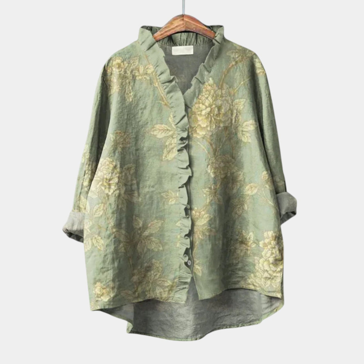 Jocelyne | Blouse Fleurs Tonales Sauge