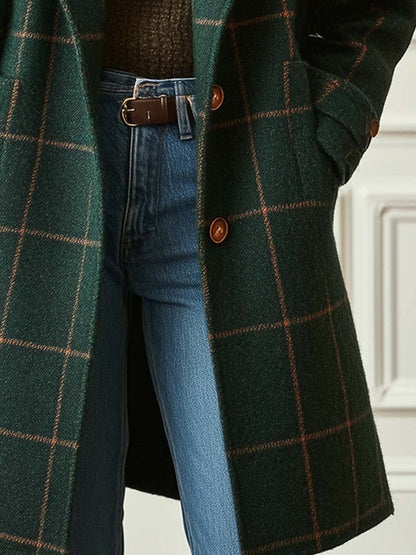 Coline | Manteau en Tweed à Carreaux Rétro