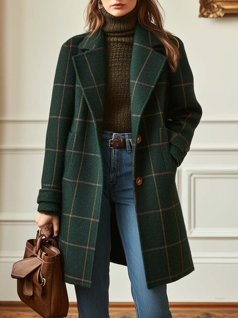 Coline | Manteau en Tweed à Carreaux Rétro