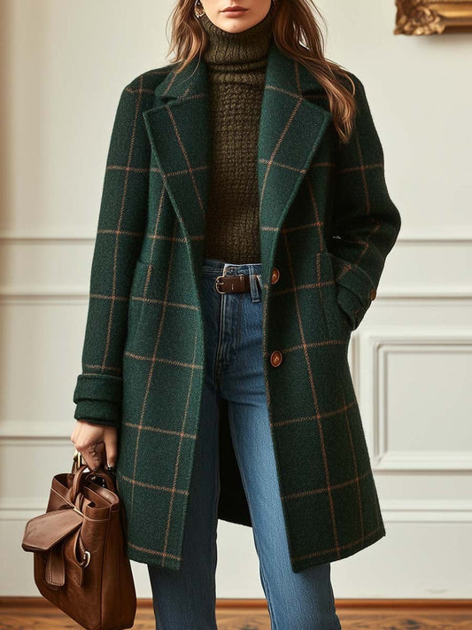 Coline | Manteau en Tweed à Carreaux Rétro