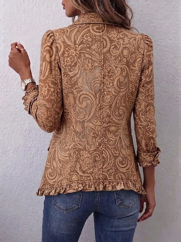 Jacqueline | Veste Florale Vintage à Volants