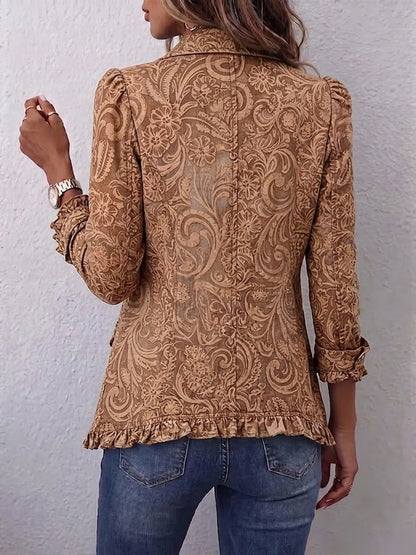 Jacqueline | Veste Florale Vintage à Volants