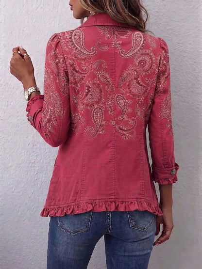 Reine | Veste Cachemire Rose à Volants